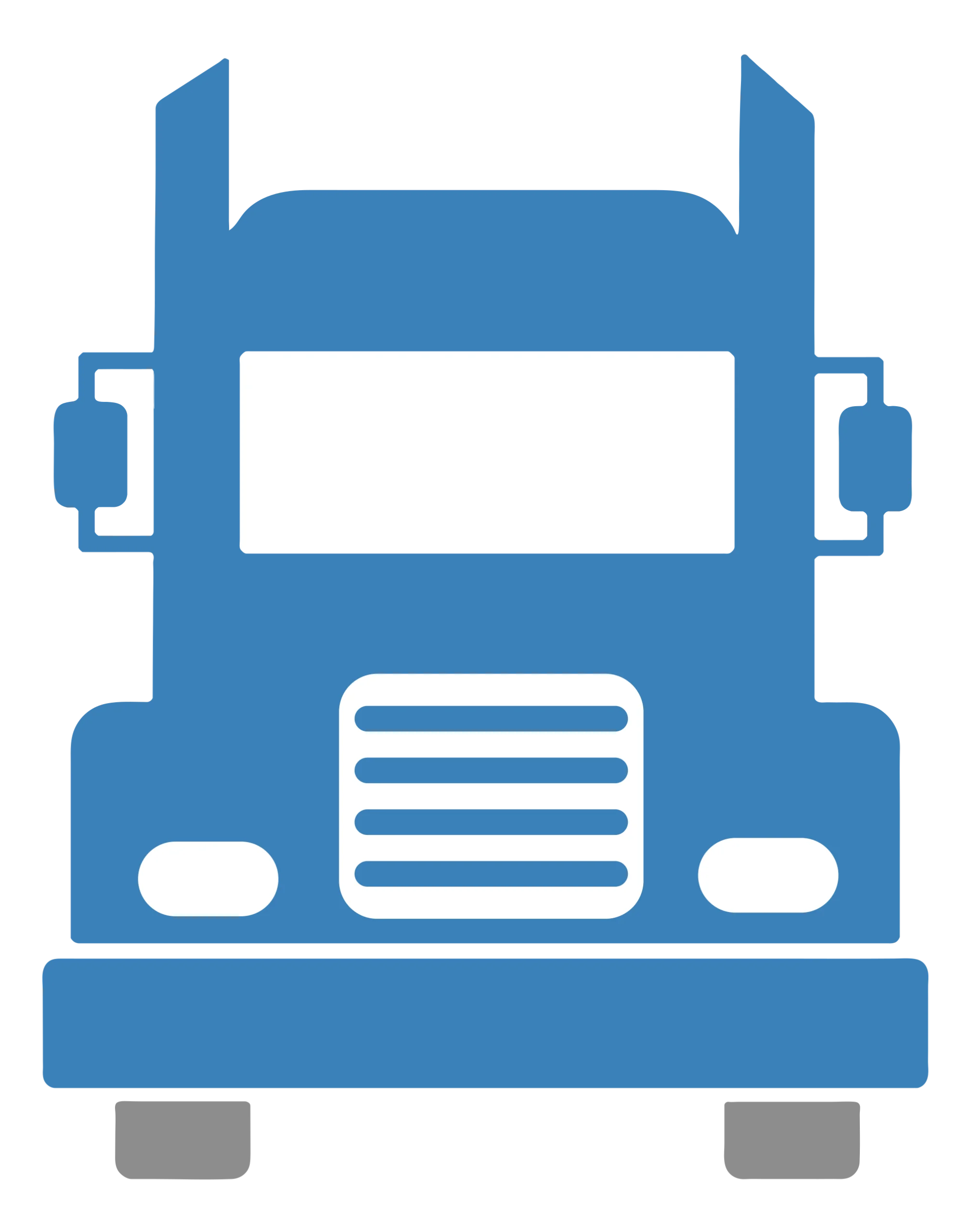 Blue Semi-Truck Silhouette Clipart - Simple Geometric Truck Icon Design