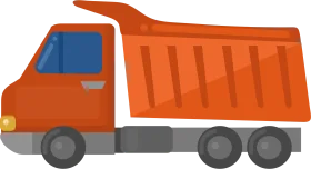 Bold Orange Construction Dump Truck Clipart - Heavy Machinery Illustration