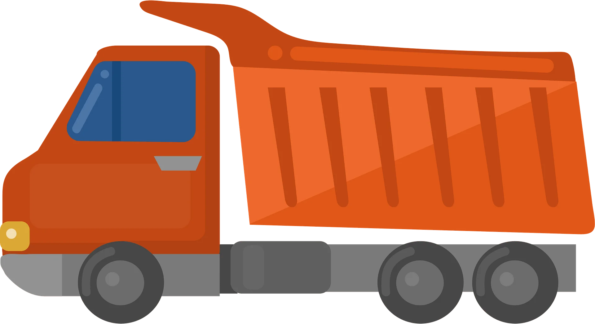 Bold Orange Construction Dump Truck Clipart - Heavy Machinery Illustration
