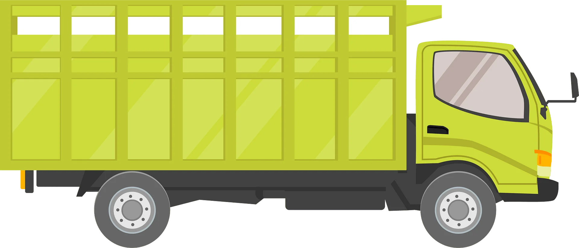 Bright Lime Green Cargo Truck Clipart with Sleek Commercial Design