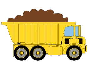 Cartoon Yellow Dump Truck Construction Vehicle Clipart Illustration