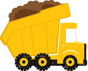 Cheerful Yellow Construction Dump Truck Clipart Illustration for Kids