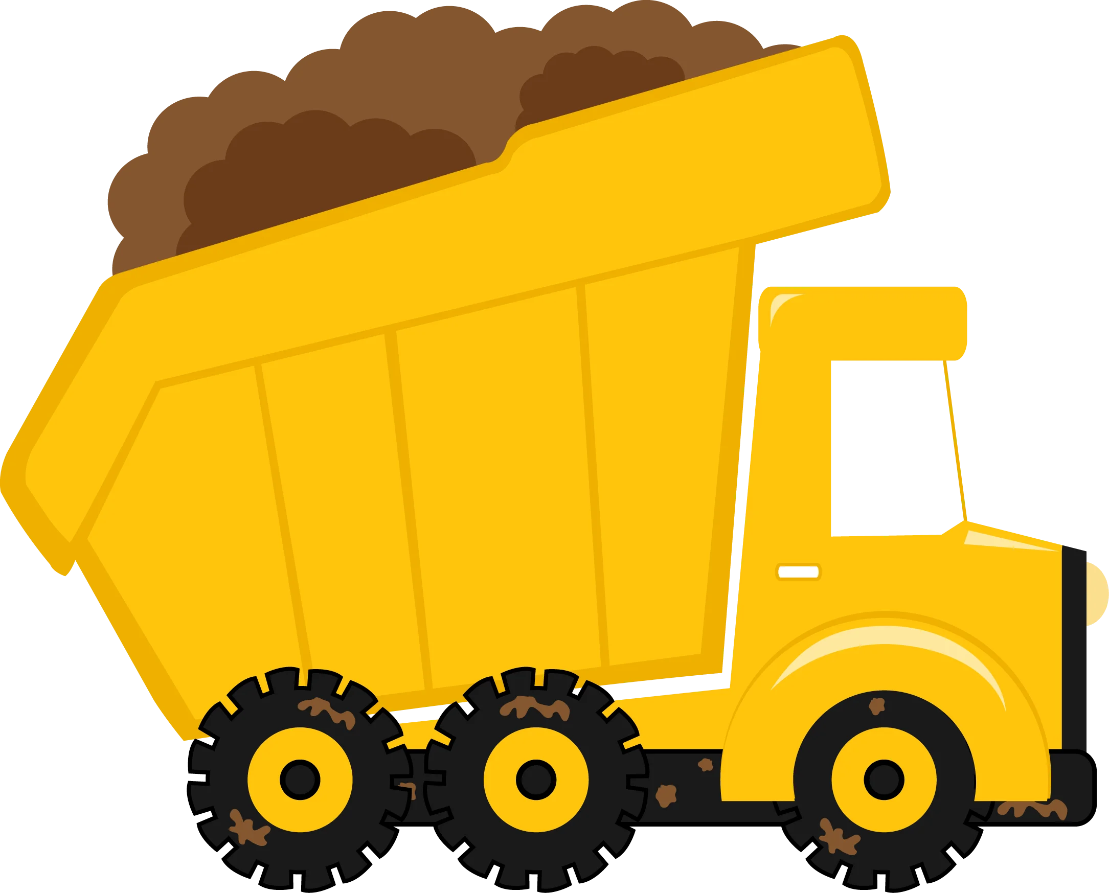 Cheerful Yellow Construction Dump Truck Clipart Illustration for Kids