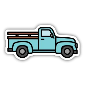 Classic Blue Vintage Pickup Truck Clipart Illustration in Retro Style