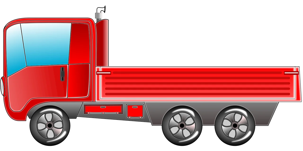 Classic Red Commercial Freight Truck Clipart Illustration Design
