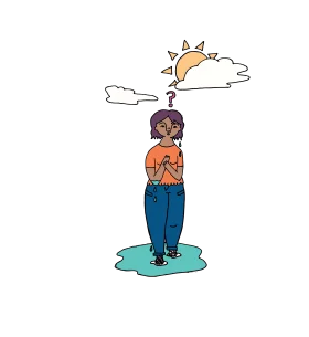Contemplative Young Girl Standing Alone Thoughtful Moment Clipart Illustration