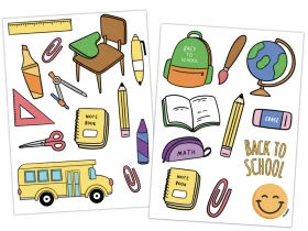 Delightful Back to School Supplies Cartoon Clipart Collection