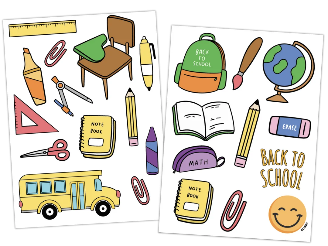 Delightful Back to School Supplies Cartoon Clipart Collection