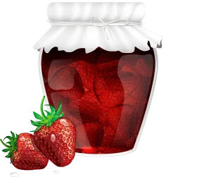 Delightful Strawberry Preserve Clipart: Rich Red Jam in Classic Glass Jar