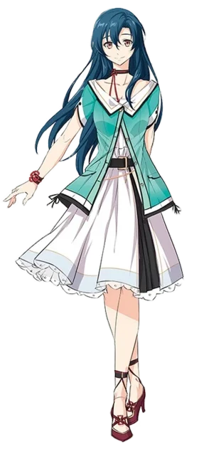 Elegant Anime-Style Female Character Clipart in Teal and White Ensemble