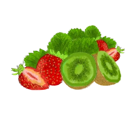 Fresh and Colorful Strawberries and Kiwi Fruits Artistic Clipart Design