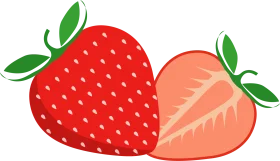 Fresh and Juicy Strawberries Clipart Design with Whole and Sliced Fruits