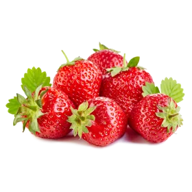Fresh Ripe Red Strawberries Clipart with Green Leaves - Juicy Summer Fruit Illustration