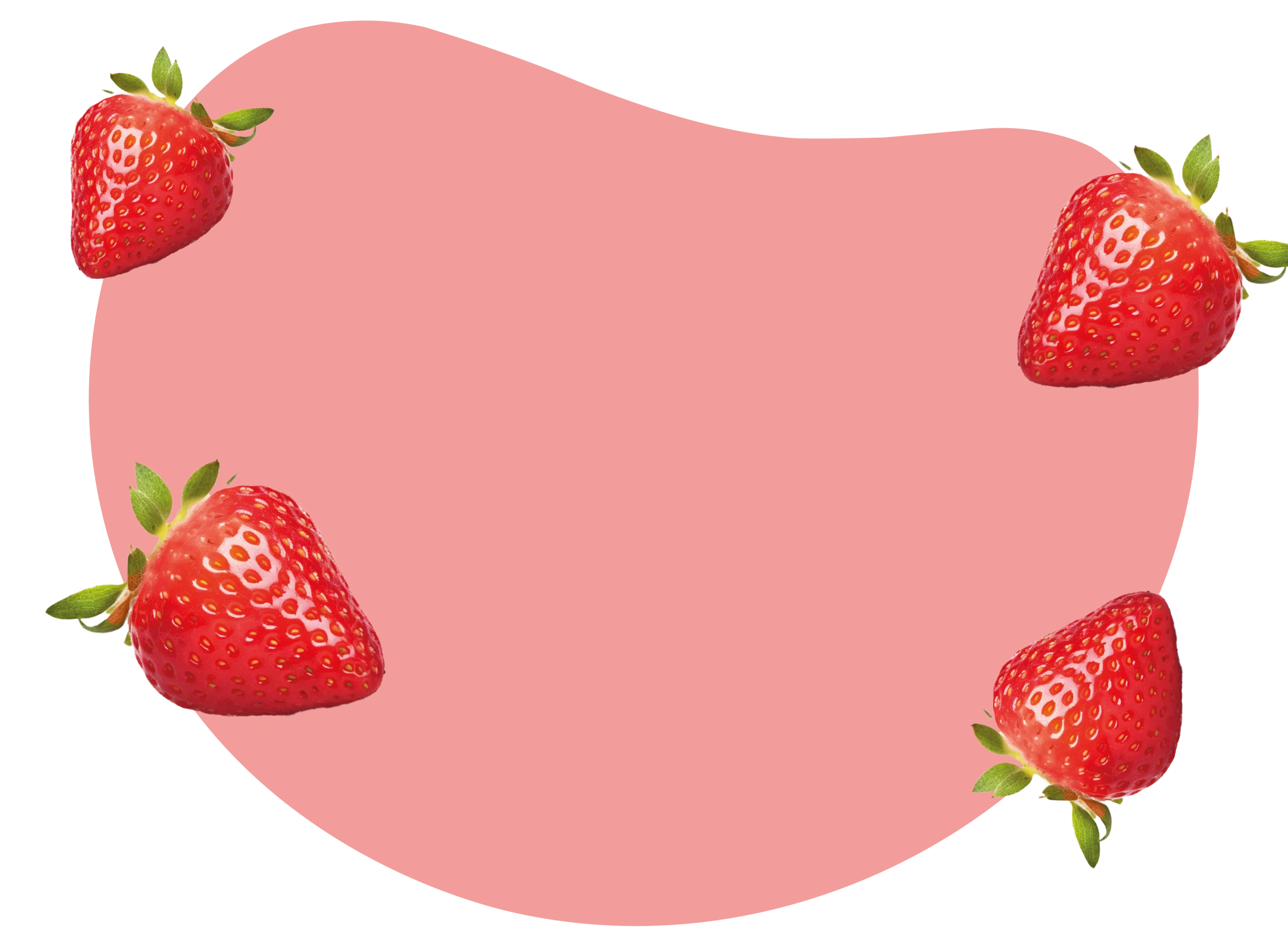 Fresh Ripe Strawberries Scattered on Soft Pastel Pink Clipart Background