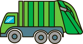 Green Municipal Waste Collection Truck Clipart Illustration for Urban Services