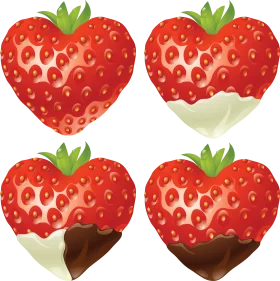 Heart-Shaped Strawberries Clipart: Sweet Romantic Fruit Illustration Design