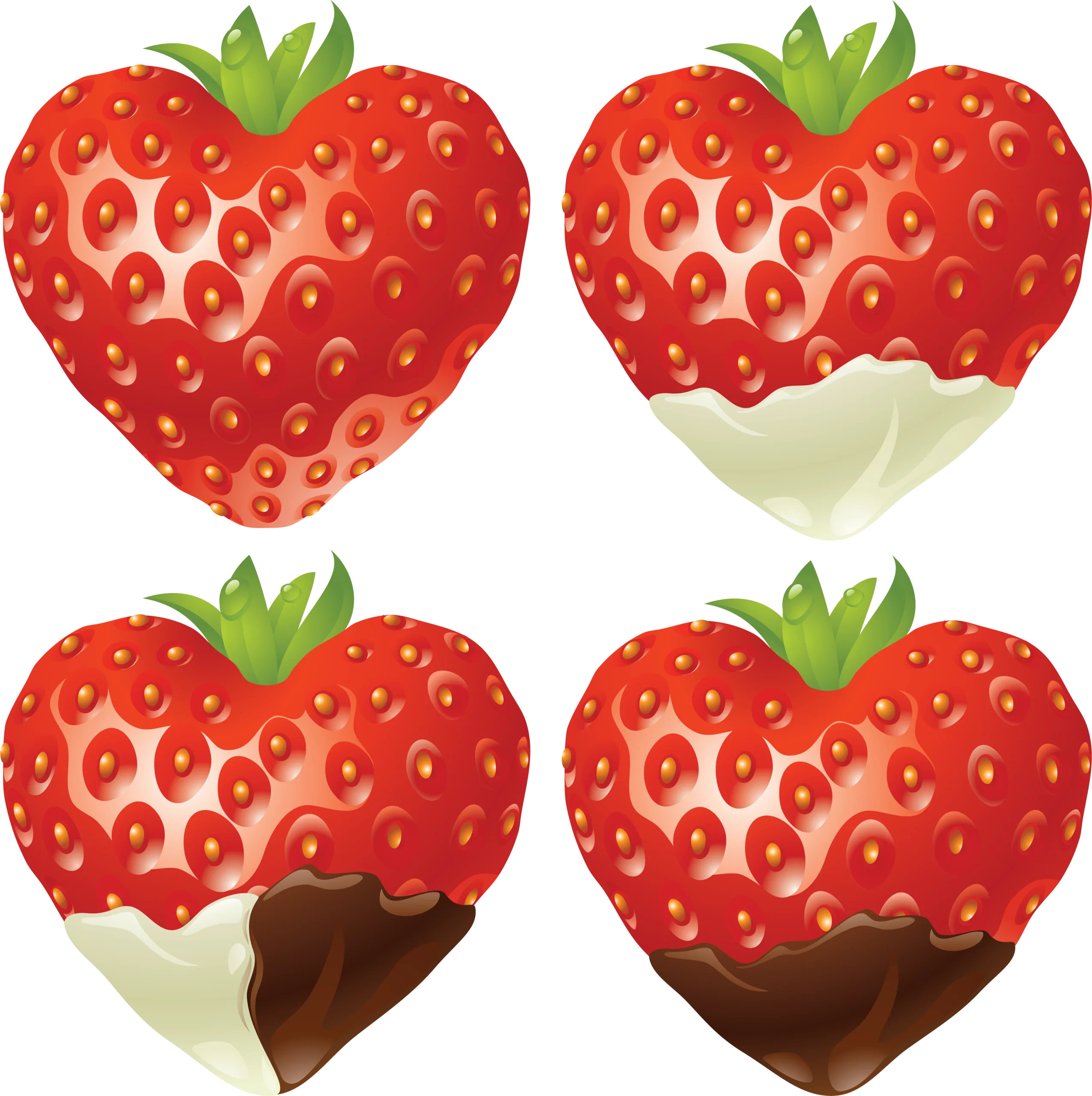 Heart-Shaped Strawberries Clipart: Sweet Romantic Fruit Illustration Design