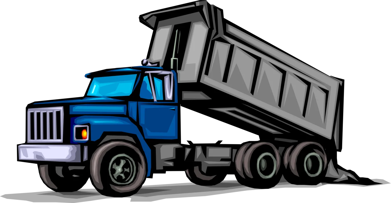 Heavy-Duty Blue and Gray Industrial Dump Truck Clipart Illustration
