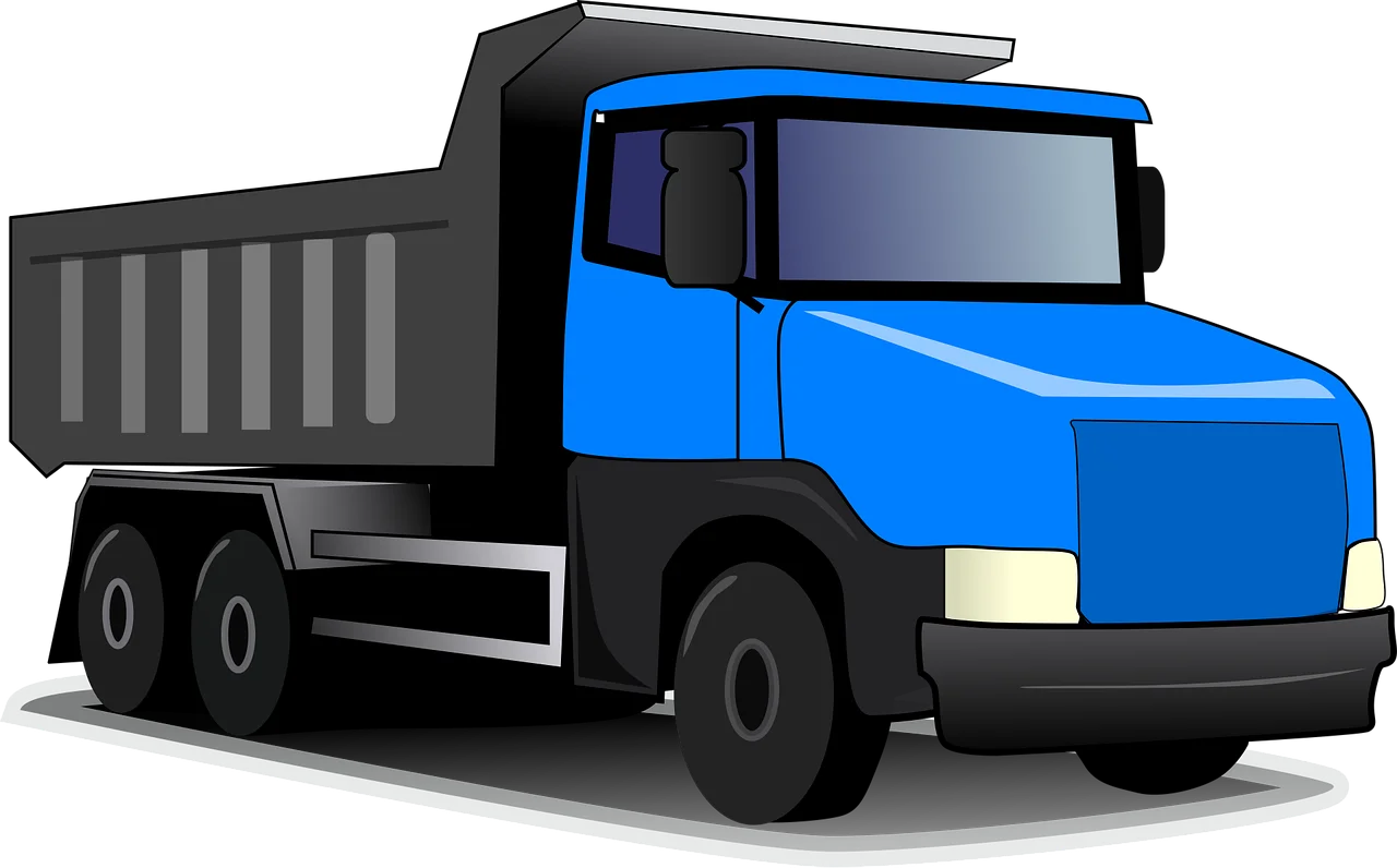 Heavy-Duty Blue and Gray Industrial Dump Truck Clipart Illustration