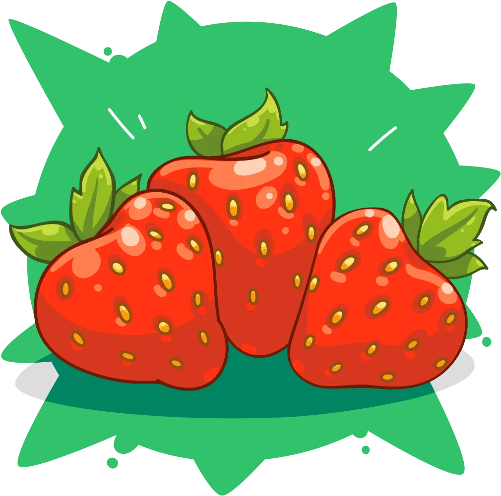 Juicy Sweet Strawberries Clipart: Fresh Summer Fruit Cartoon Illustration