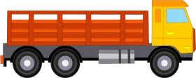 Large Commercial Cargo Truck with Bright Orange Flatbed Clipart Illustration