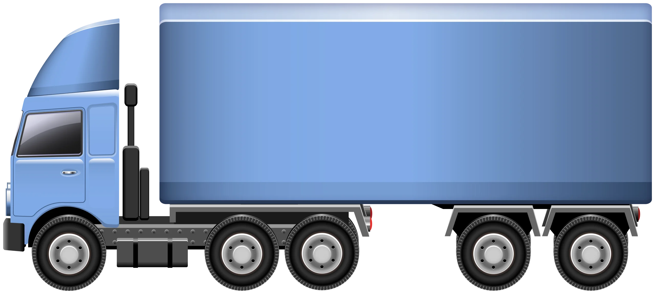 Large Commercial Semi-Trailer Truck Side View Detailed Clipart Illustration