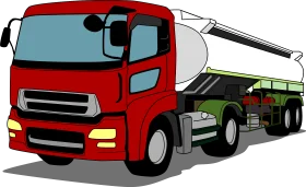 Large Red Commercial Tanker Truck Clipart Illustration for Transportation Graphics
