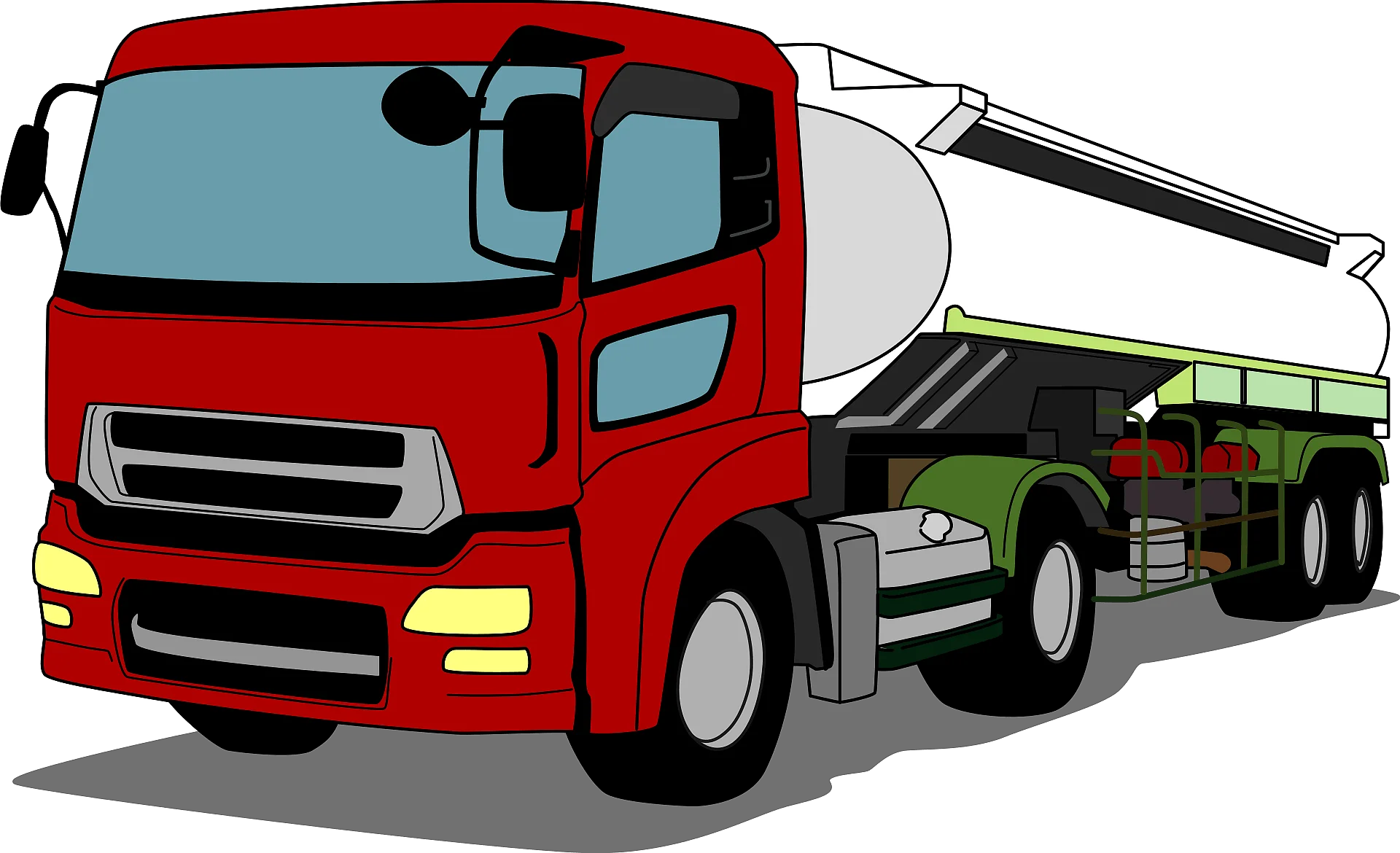 Large Red Commercial Tanker Truck Clipart Illustration for Transportation Graphics