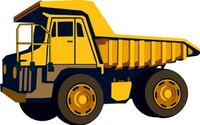 Large Yellow Heavy-Duty Mining Dump Truck Clipart Illustration Design
