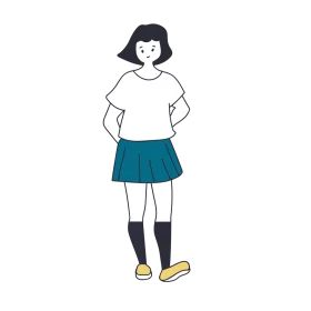 Minimalist Young Female Standing Confidently Illustrated Clipart Design