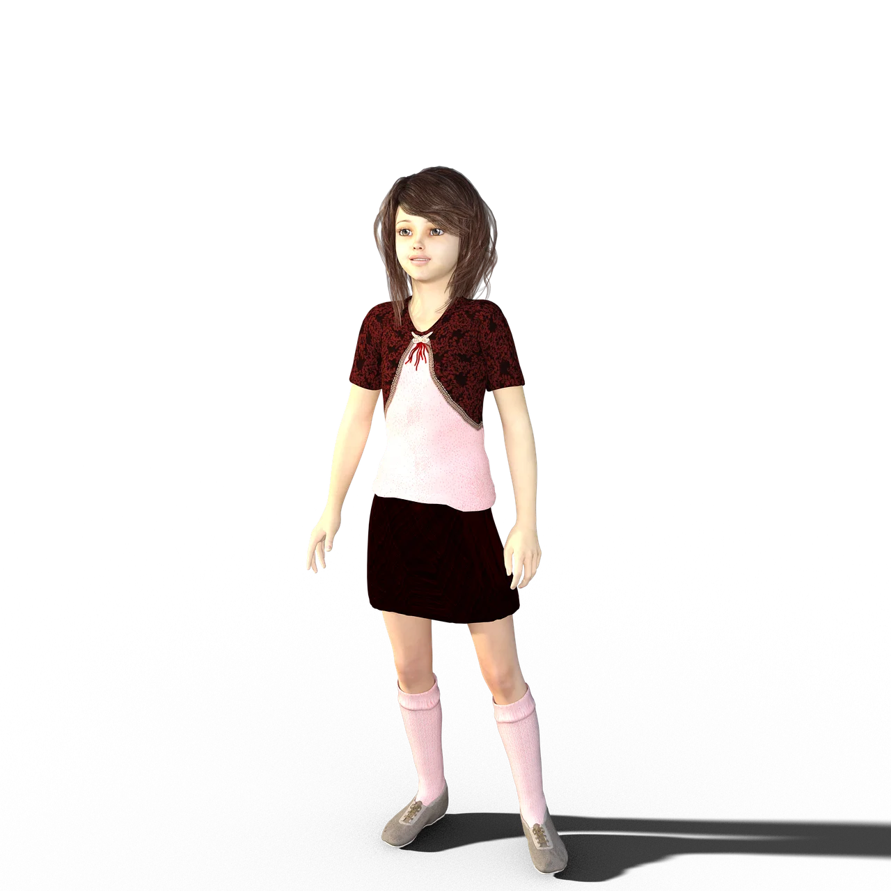 Minimalist Young Girl Standing Alone Clipart Design with Soft Color Palette