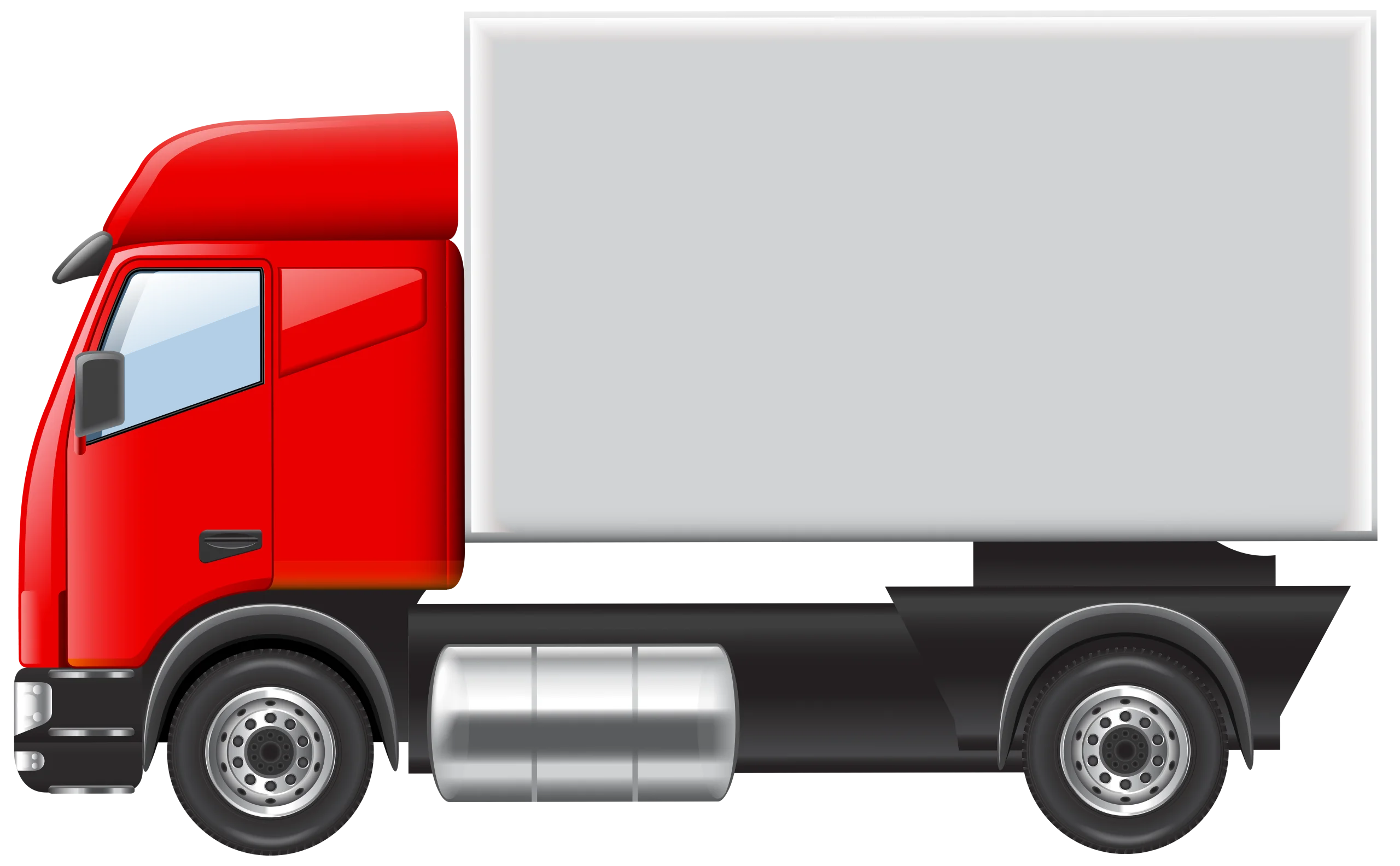 Modern Compact Red and White Delivery Truck Clipart Illustration Design