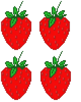 Pixel-Perfect Strawberry Clipart: Four Deliciously Rendered Red Berries