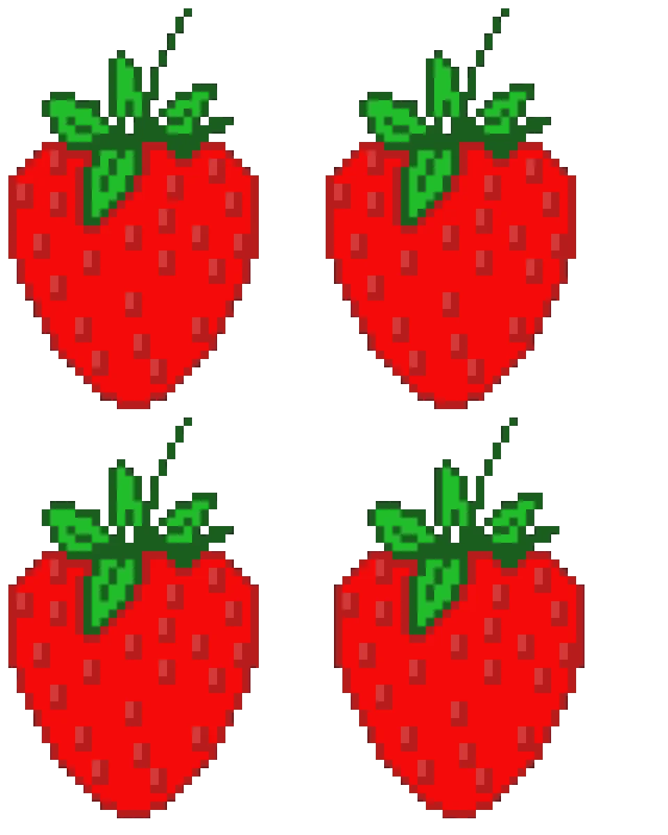 Pixel-Perfect Strawberry Clipart: Four Deliciously Rendered Red Berries