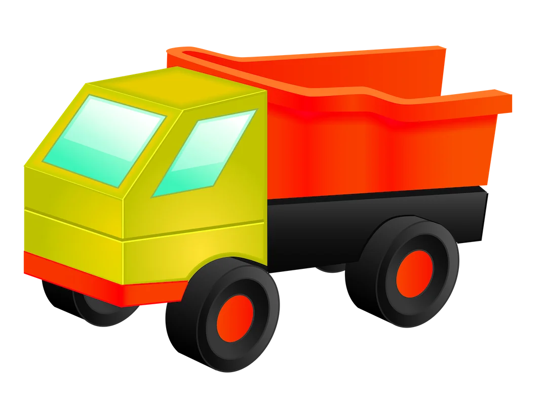 Playful and Colorful Toy Dump Truck Clipart for Children's Design