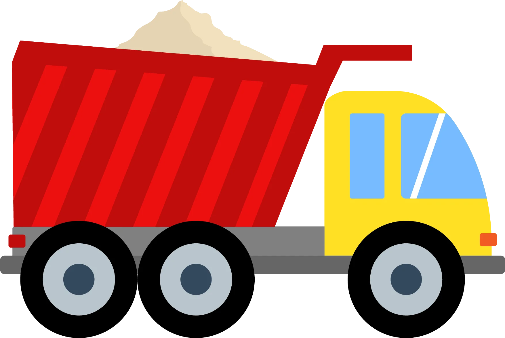Playful Red and Yellow Dump Truck Clipart - Cartoon Construction Vehicle Illustration