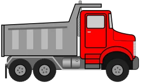 Red and Gray Commercial Dump Truck Clipart Design for Construction Projects