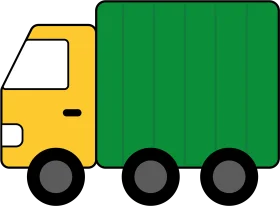 Simple Green and Yellow Delivery Truck Clipart Illustration for Children's Design