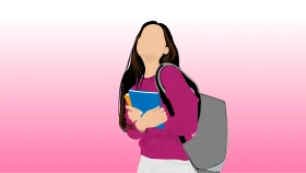 Studious Young Student with Backpack and Book - Simple Minimalist Clipart Design