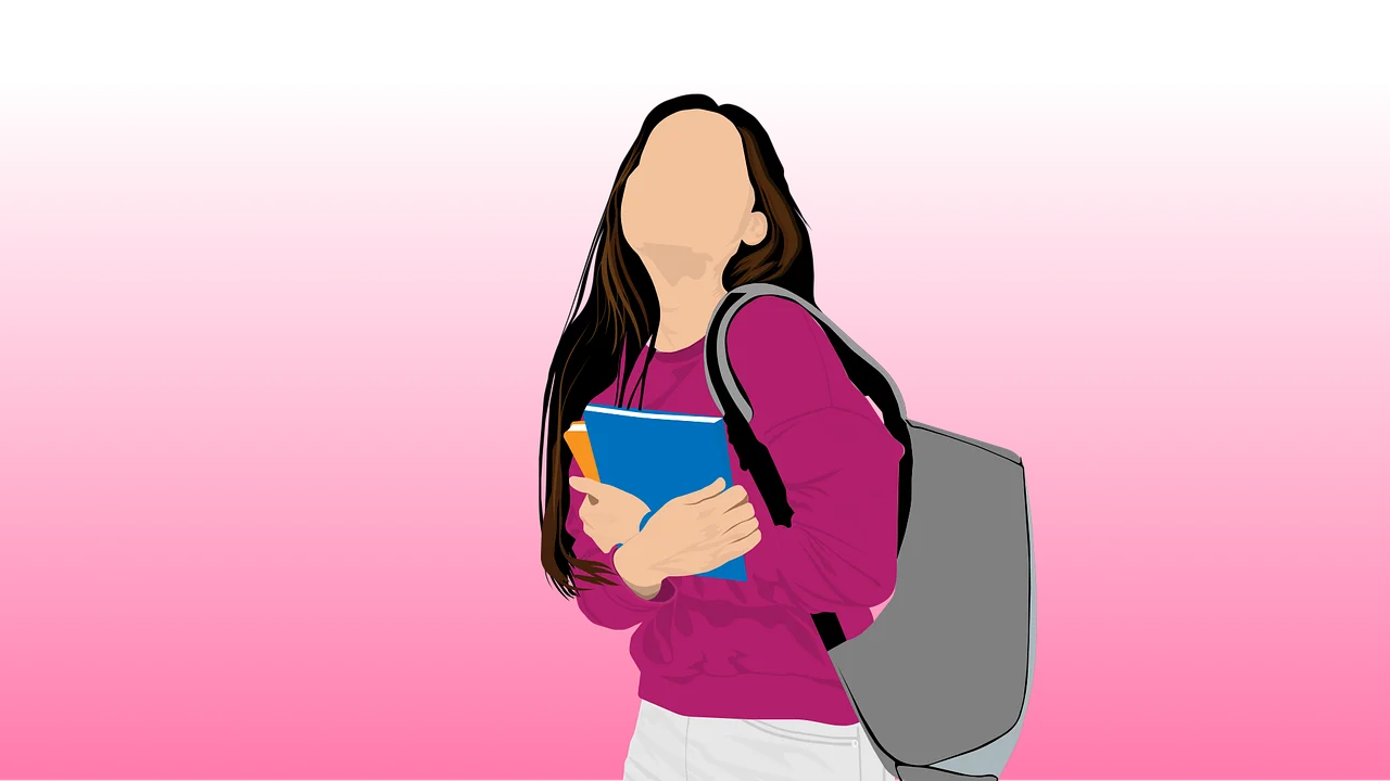 Studious Young Student with Backpack and Book - Simple Minimalist Clipart Design