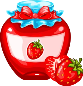 Sweet Strawberry Preserve Jar Clipart with Ripe Red Fruit Illustration