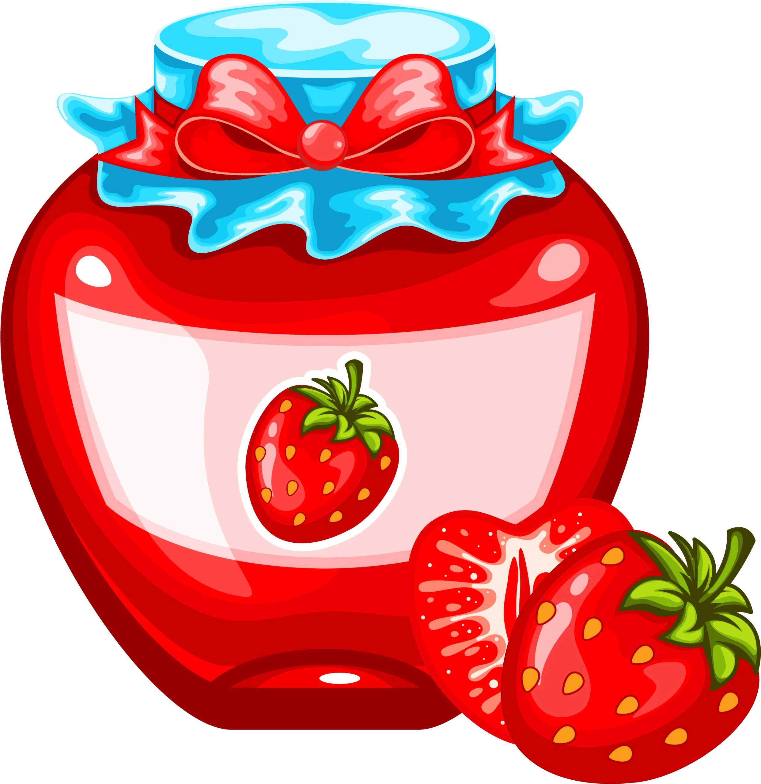 Sweet Strawberry Preserve Jar Clipart with Ripe Red Fruit Illustration