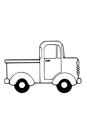 Vintage Classic Pickup Truck Black and White Outline Clipart Design