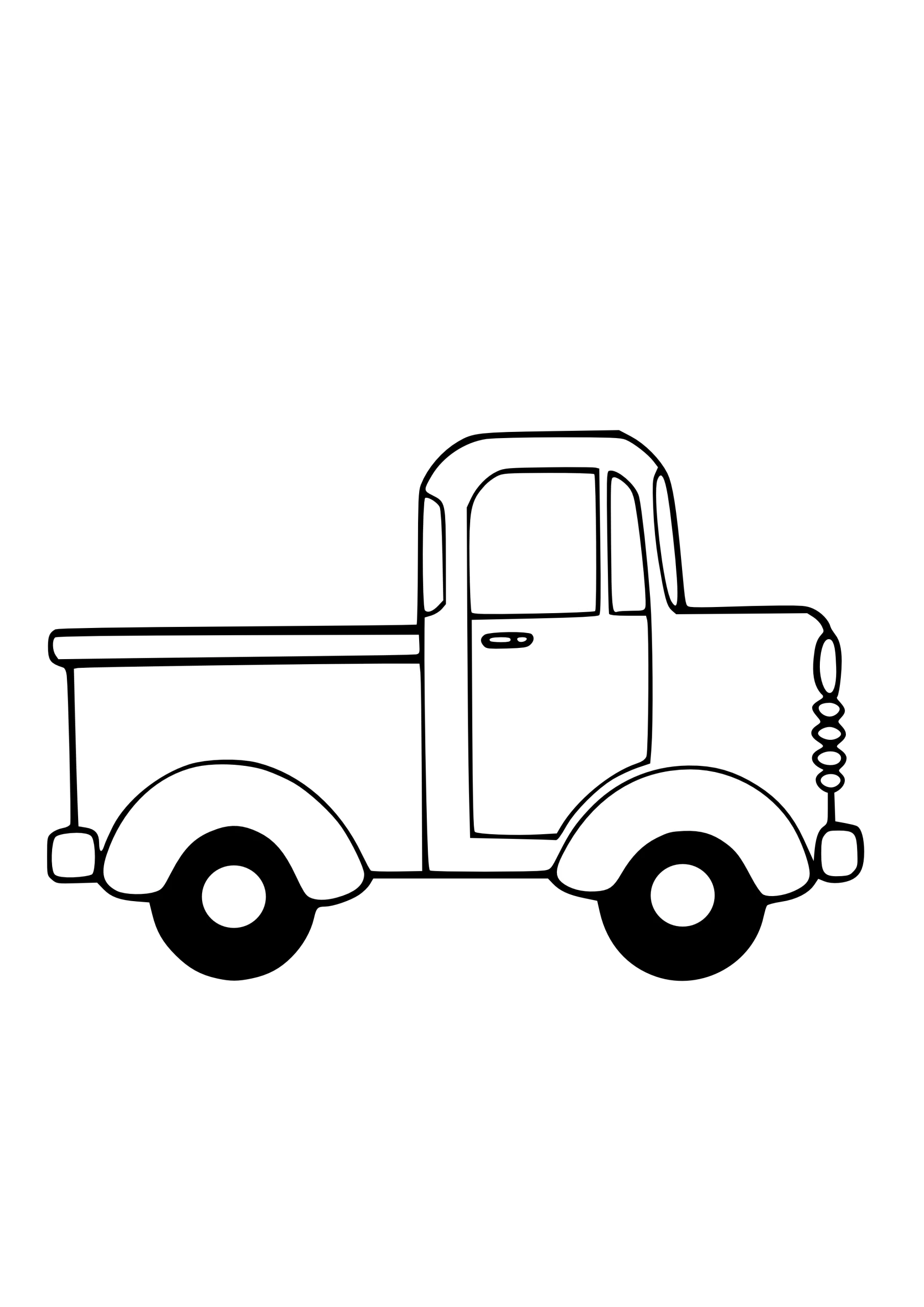 Vintage Classic Pickup Truck Black and White Outline Clipart Design