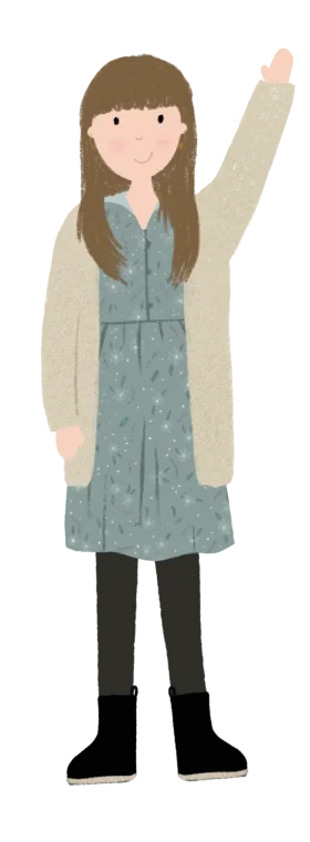 Whimsical Autumn Afternoon Girl Standing Alone Stylish Clipart Illustration