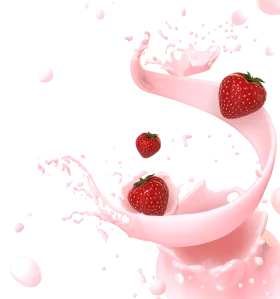 Whimsical Strawberry Milk Splash Clipart - Delicate Pink Dairy Artistry