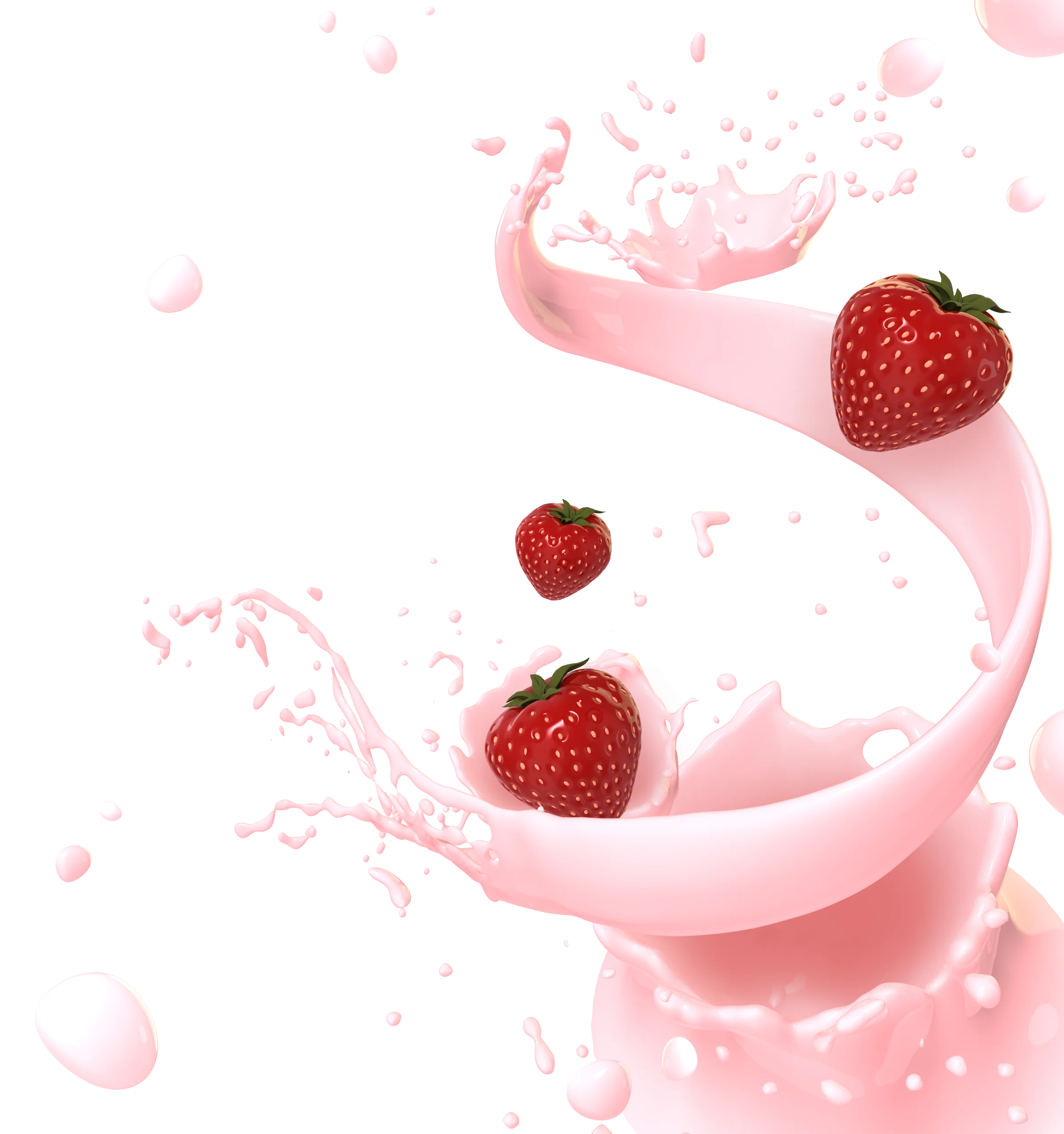 Whimsical Strawberry Milk Splash Clipart - Delicate Pink Dairy Artistry