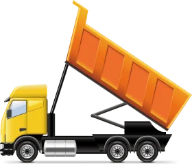 Yellow and Orange Construction Dump Truck Detailed Clipart Illustration