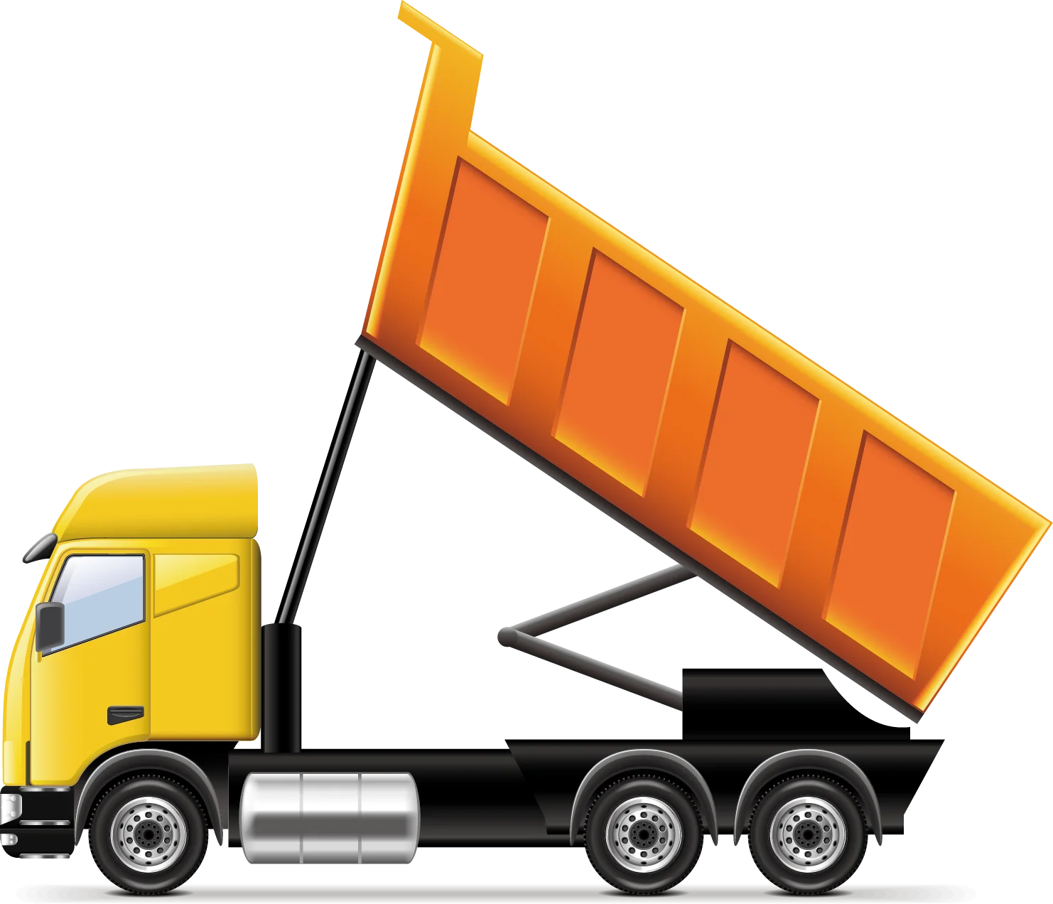 Yellow and Orange Construction Dump Truck Detailed Clipart Illustration