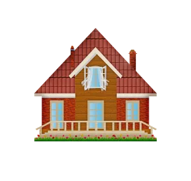 Charming Countryside Cottage Clipart with Warm Terracotta Roof and Wooden Facade